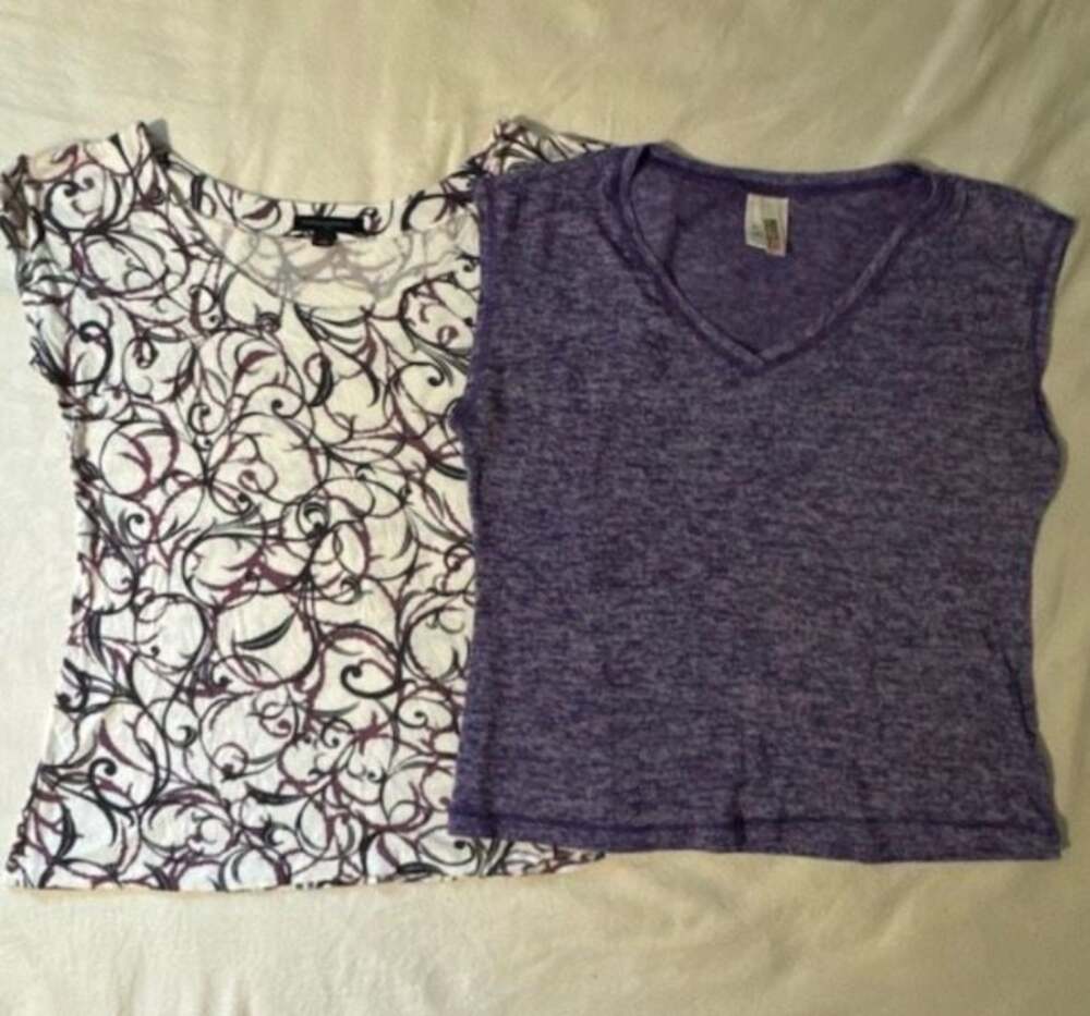 Banana Republic Printed Tee and Route 66 Purple V-Neck Tank Top Set both Small